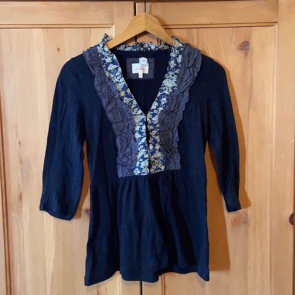 Anthropologie Deletta 3/4 Sleeve Top XS